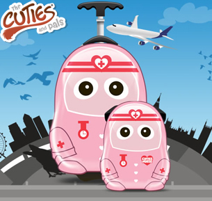 Uniform Cutie Nurse - Set valiza tip trolley si ghiozdan (rucsac) pentru copii, marca Cuties and Pals